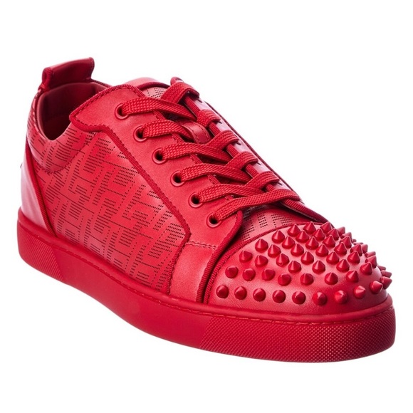 Christian Louboutin Other - New Size 42.5 Christian Louboutin Louis Junior Spikes Orlato Leather Sneaker Red